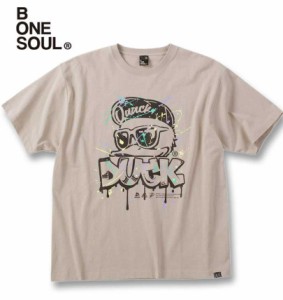 大きいサイズ b-one-soul DUCK DUDE スプラッシュ 半袖 Tシャツ ベージュ 3L 4L 5L 6L/1258-4290-1-49