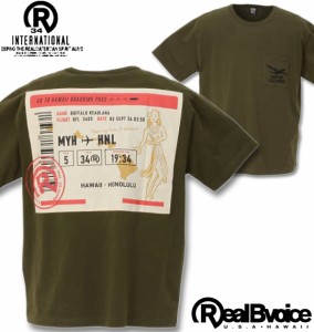 大きいサイズ RealBvoice AIR TICKETポケット付半袖Tシャツ カーキ 3L 4L 5L 6L/1278-1265-1-49