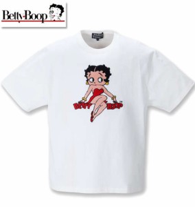 大きいサイズ BETTY BOOP サガラ刺繍半袖Tシャツ オフホワイト 3L 4L 5L 6L 8L/1278-1281-1-54