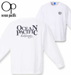 大きいサイズ OCEAN PACIFIC 天竺 長袖Tシャツ ホワイト 3L 4L 5L 6L 8L/1278-3615-1-54