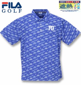 大きいサイズ FILA GOLF ロゴグラフィックプリントホリゾンタルカラー半袖シャツ ブルー 3L 4L 5L 6L/1278-3280-1-158