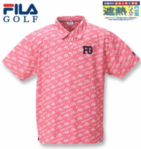大きいサイズ FILA GOLF ロゴグラフィックプリントホリゾンタルカラー半袖シャツ ピンク 3L 4L 5L 6L/1278-3280-2-158