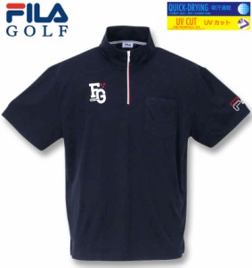 大きいサイズ FILA GOLF ジャガードハーフジップ半袖シャツ ネイビー 3L 4L 5L 6L/1278-3281-1-158