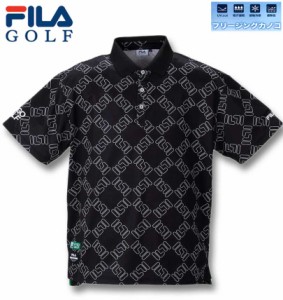 大きいサイズ FILA GOLF FILAスクエアプリント 半袖シャツ ブラック 3L 4L 5L 6L/1278-4256-2-158