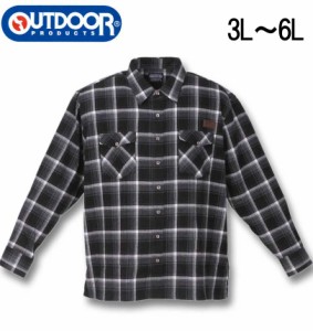 大きいサイズ OUTDOOR PRODUCTS ビエラチェック 長袖シャツ ブラック 3L 4L 5L 6L/1257-3300-2-59