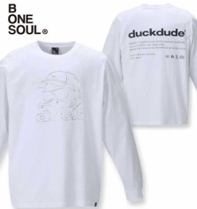 大きいサイズ b-one-soul DUCK DUDE 3Dメタリック長袖Tシャツ ホワイト 3L 4L 5L 6L/1258-2390-1-59