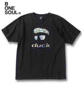 大きいサイズ b-one-soul DUCK DUDE エンボス 半袖 Tシャツ ブラック 3L 4L 5L 6L/1258-4292-2-59