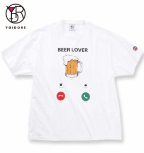 大きいサイズ YOIDORE Beer Incoming Call 半袖 Tシャツ ホワイト 3L 4L 5L 6L/1268-4260-1-59