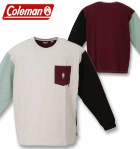 大きいサイズ Coleman 天竺 長袖Tシャツ アイボリー(クレイジー) 3L 4L 5L 6L 8L/1278-3600-1-59