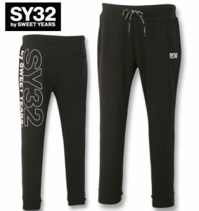 大きいサイズ SY32 by SWEET YEARS バックビッグロゴ スウェットパンツ ブラック 3L 4L 5L 6L/1274-3260-2-160