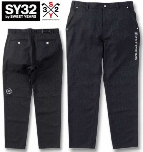 大きいサイズ SY32 by SWEET YEARS ゴルフ ストレッチ SYG ウーブンジャガード ロングパンツ ブラック 3L 4L 5L 6L/1274-4245-2-260