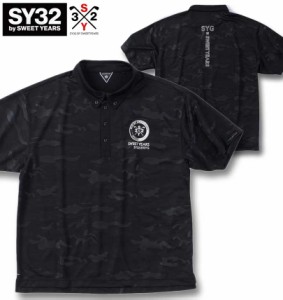 大きいサイズ SY32 by SWEET YEARS ゴルフ カモエンボス カラー 半袖シャツ ブラック 3L 4L 5L 6L/1278-4285-2-160