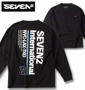 大きいサイズ SEVEN2 ポケット付 長袖Tシャツ ブラック 3L 4L 5L 6L 8L/1268-3320-2-63