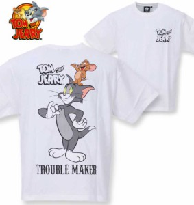 大きいサイズ TOM and JERRY 天竺プリント半袖Tシャツ オフホワイト 3L 4L 5L 6L 8L/1278-3246-1-63