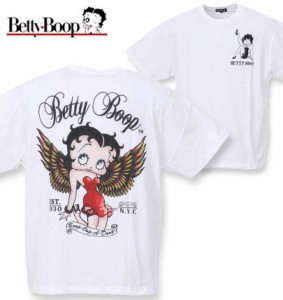 大きいサイズ BETTY BOOP 天竺プリント半袖Tシャツ オフホワイト 3L 4L 5L 6L 8L/1278-3541-1-63