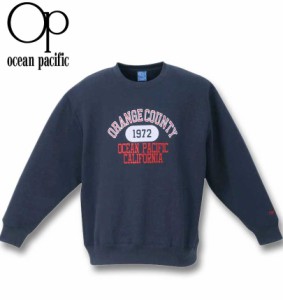 大きいサイズ OCEAN PACIFIC 裏起毛 クルーネックスウェット ネイビー 3L 4L 5L 6L 8L/1278-3616-3-63