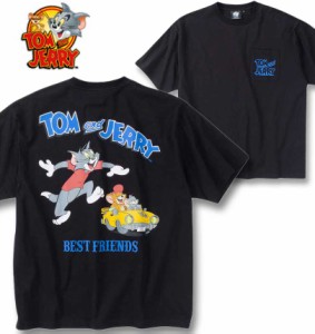 大きいサイズ TOM and JERRY 天竺 プリント ポケット付 半袖 Tシャツ ブラック 3L 4L 5L 6L 8L/1278-4560-2-63