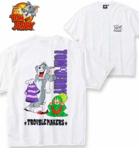 大きいサイズ TOM and JERRY 天竺 プリント ポケット付 半袖 Tシャツ オフホワイト 3L 4L 5L 6L 8L/1278-4561-1-63