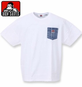 大きいサイズ BEN DAVIS 布帛ポケット半袖Tシャツ ホワイト 3L 4L 5L 6L/1278-3517-1-65