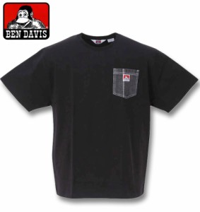 大きいサイズ BEN DAVIS 布帛ポケット半袖Tシャツ ブラック 3L 4L 5L 6L/1278-3517-2-65