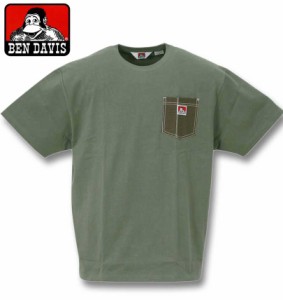 大きいサイズ BEN DAVIS 布帛ポケット半袖Tシャツ カーキ 3L 4L 5L 6L/1278-3517-4-65