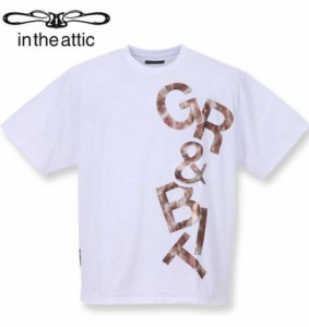 大きいサイズ in the attic &ロゴエンボス箔シート半袖Tシャツ ホワイト 3L 4L 5L 6L/1258-3221-1-69