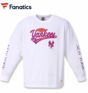 大きいサイズ Fanatics NYスクリプトロゴ長袖Tシャツ ホワイト 3L 4L 5L 6L/1278-1670-1-69