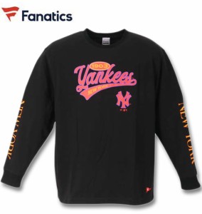 大きいサイズ Fanatics NYスクリプトロゴ長袖Tシャツ ブラック 3L 4L 5L 6L/1278-1670-2-69