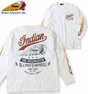 大きいサイズ INDIAN MOTOCYCLE 天竺プリント長袖Tシャツ オフホワイト 3L 4L 5L 6L/1278-3345-1-69