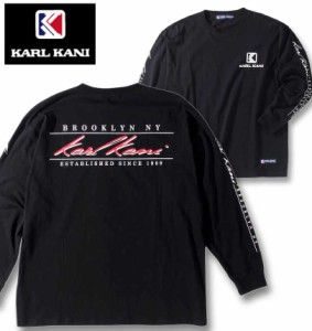 大きいサイズ KARL KANI 天竺 長袖Tシャツ ブラック 3L 4L 5L 6L 8L/1278-3365-2-78