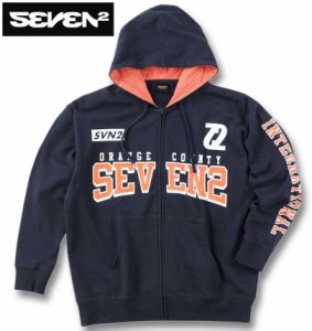 大きいサイズ SEVEN2 裏毛 フルジップパーカー ネイビー 3L 4L 5L 6L 8L/1268-3322-2-79