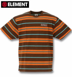 大きいサイズ ELEMENT BIG BORDER半袖Tシャツ ブラウン 3L 4L 5L 6L/1278-3552-3-79