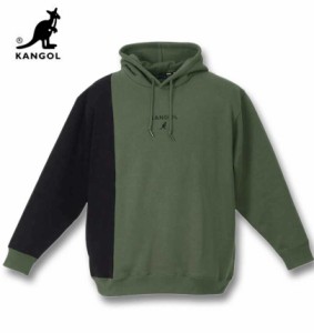 大きいサイズ KANGOL 裏起毛 プルパーカー カーキ 3L 4L 5L 6L 8L/1278-3651-1-79