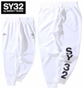 大きいサイズ SY32 by SWEET YEARS ダブルニット エンボスカモ シールドロゴパンツ ホワイト×ブラック 3L 4L 5L 6L/1274-3315-1-180