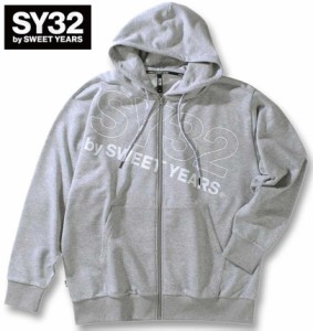 大きいサイズ SY32 by SWEET YEARS スラッシュビッグロゴ フルジップパーカー グレー 3L 4L 5L 6L/1278-3383-1-180