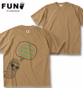 大きいサイズ FUN for modemdesign オジサンバックプリント ピグメント加工 半袖 Tシャツ ベージュ 3L 4L 5L 6L/1278-4218-1-80