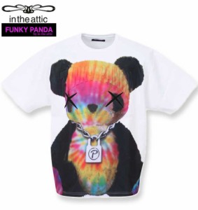 大きいサイズ FUNKY PANDA by in the attic タイダイ柄エンボス半袖Tシャツ ホワイト 3L 4L 5L 6L/1258-3223-1-89