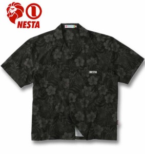 大きいサイズ NESTA BRAND オープンカラー 半袖シャツ ブラック系 3L 4L 5L 6L 8L/1277-4220-2-89