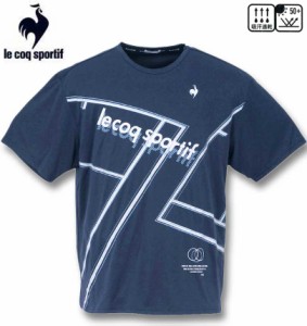 大きいサイズ LE COQ SPORTIF 杢スムースグラフィックプラクティス半袖Tシャツ ネイビー 3L 4L 5L 6L/1278-3260-2-89