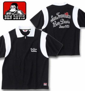 大きいサイズ BEN DAVIS ジャージー ボウリング 半袖シャツ ブラック 3L 4L 5L 6L/1278-4573-2-89