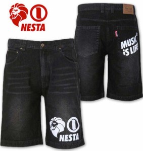 大きいサイズ NESTA BRAND ウォッシュドデニムハーフパンツ ブラック 100cm〜160cm/1274-3276-2-98