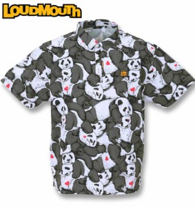 大きいサイズ LOUDMOUTH 鹿の子柄半袖シャツ レスティングパンダズ 3L 4L 5L 6L/1278-3255-1-198