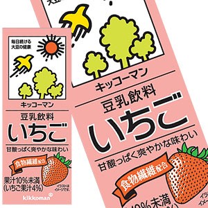 キッコーマン豆乳飲料 いちご200ml 紙パック×36本[18本×2箱] [賞味期限：製造より90日]【3〜4営業日以内に出荷】【送料無料 】