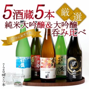 日本酒 プレゼント 5酒蔵の純米大吟醸・大吟醸 飲み比べ720ml 5本組セット【送料無料】［常温］【3〜4営業日以内に出荷】 