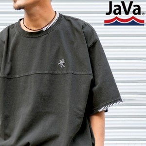 クラシカルエルフ 秋新作　java ジャバコラボ トップス Tシャツ メンズ レトロ モダンワンポイント ハンド 刺繍 ピグメント Tee 男女兼用