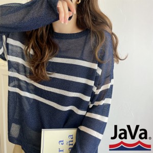 秋新作 クラシカルエルフ メール便送料無料 java ジャバコラボ トップス Tシャツ レディース シアー ニット素材 レトロ 配色 マリンテイ