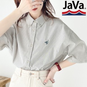 クラシカルエルフ 春新作 java ジャバコラボ メール便送料無料 トップス シャツ レディース トラッド テイスト 胸 刺繍 配色 ボタンホー