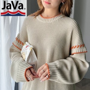 春新作 クラシカルエルフ java ジャバコラボ トップス セーター レディース 裏 表 リバーシブル 2way 配色 ビッグ ハンド ステッチ ニッ