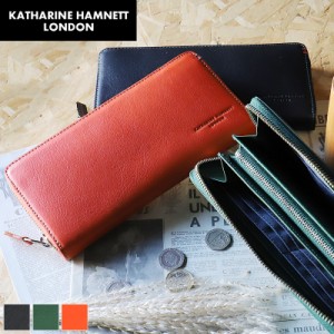 【商品レビュー記入で+5%】キャサリンハムネット 長財布 ラウンドファスナー メンズ ブランド 本革 KATHARINE HAMNETT LONDON キャサリン