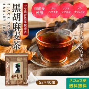 【クーポン付】黒胡麻麦茶 黒ごま麦茶 ティーパック バッグ 5g40包入り ゴマ 送料無料 ゴマペプチド 胡麻麦茶  ノンカフェイン 